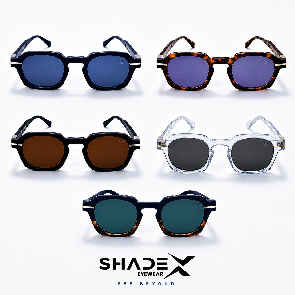 Retro Geometric Sunglasses – Model 10823 | Multi-Color Collection