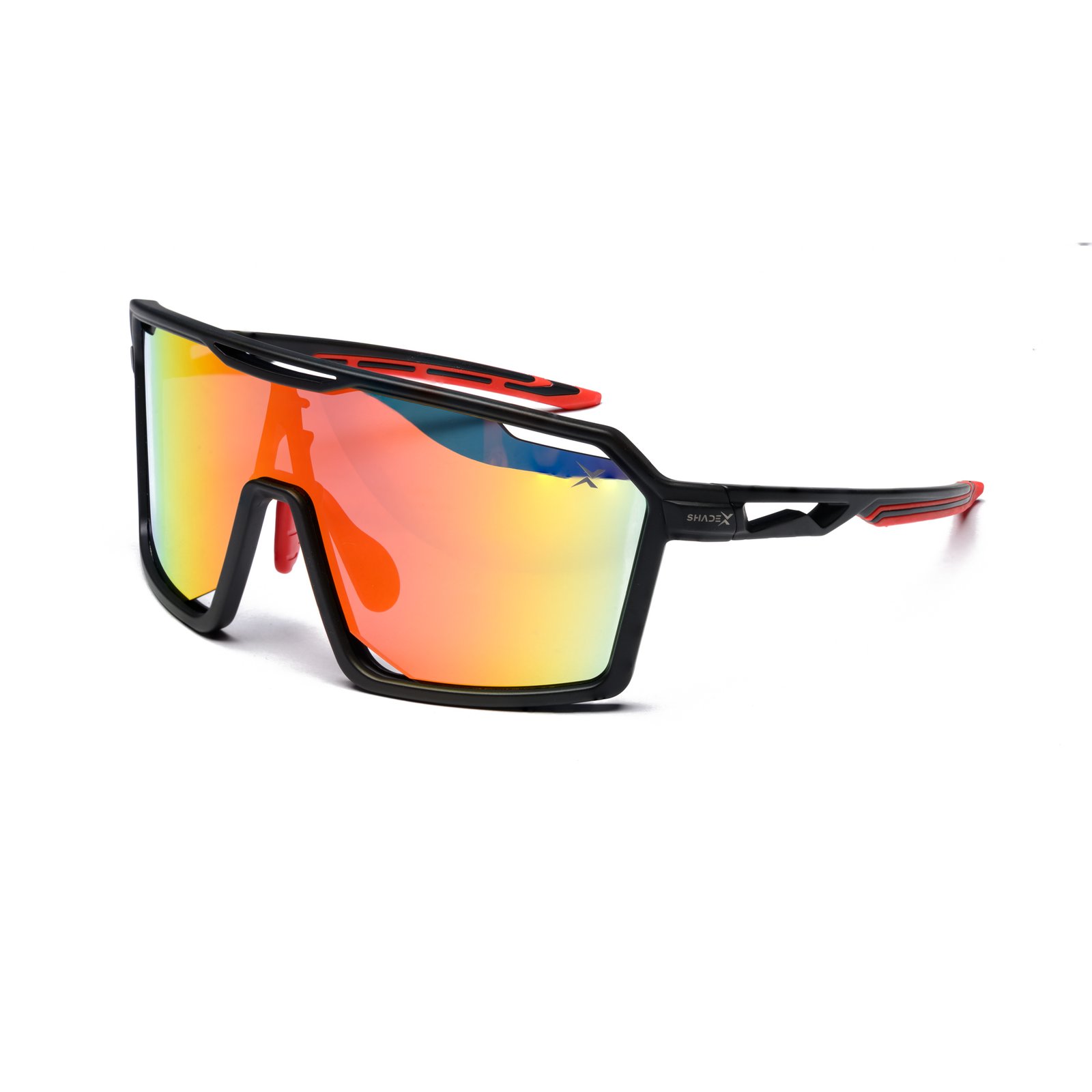 Velocity Shield Sunglasses – Model SX-305 | Matte Black / Blue-Gold Fire Mirror - Image 2