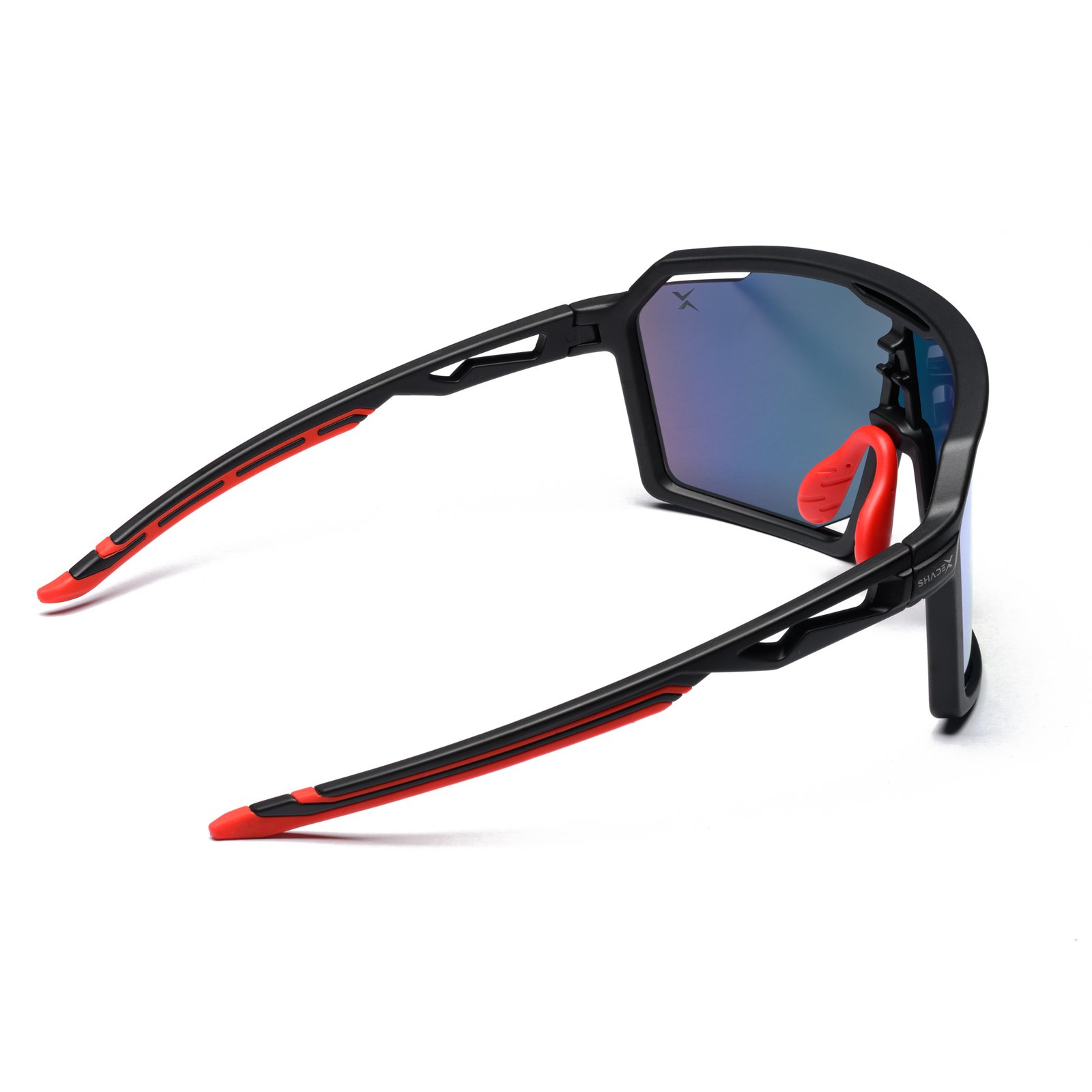 Velocity Shield Sunglasses – Model SX-305 | Matte Black / Blue-Gold Fire Mirror - Image 4