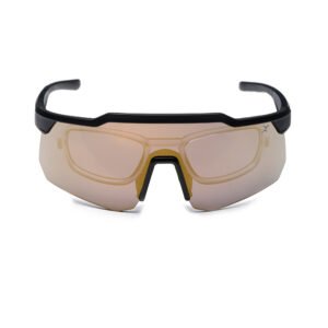 Mist Shield Sunglasses – Model L9208 | C3 – Matte Black / Peach-Gold Mirror