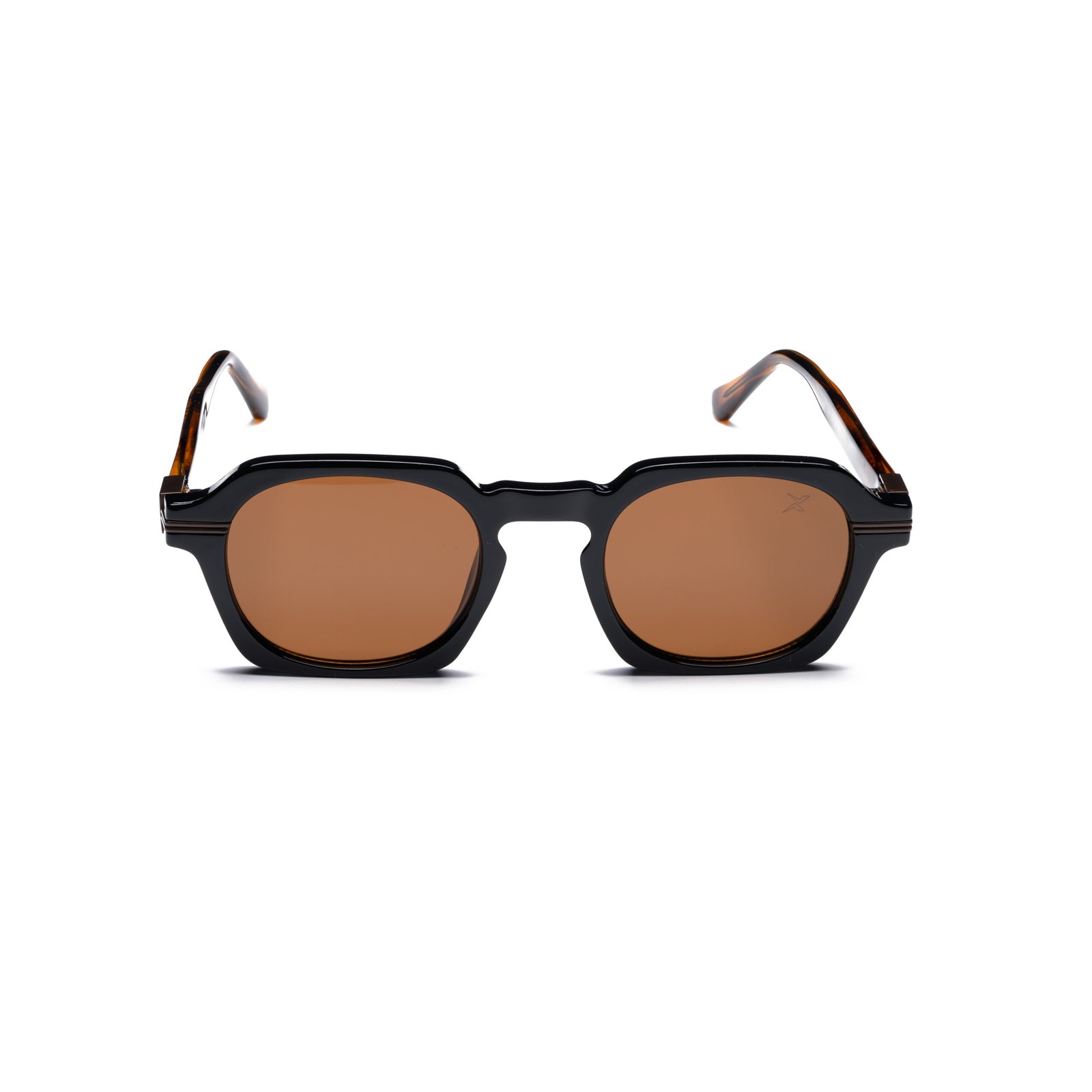 Geometric Square Double Bridge Sunglasses – Model 10823 | C3 – Glossy Black / Tortoise Brown