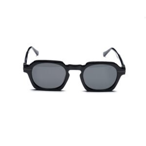 G Geometric Square Double Bridge Sunglasses – Model 10823 | C1 – Glossy Black