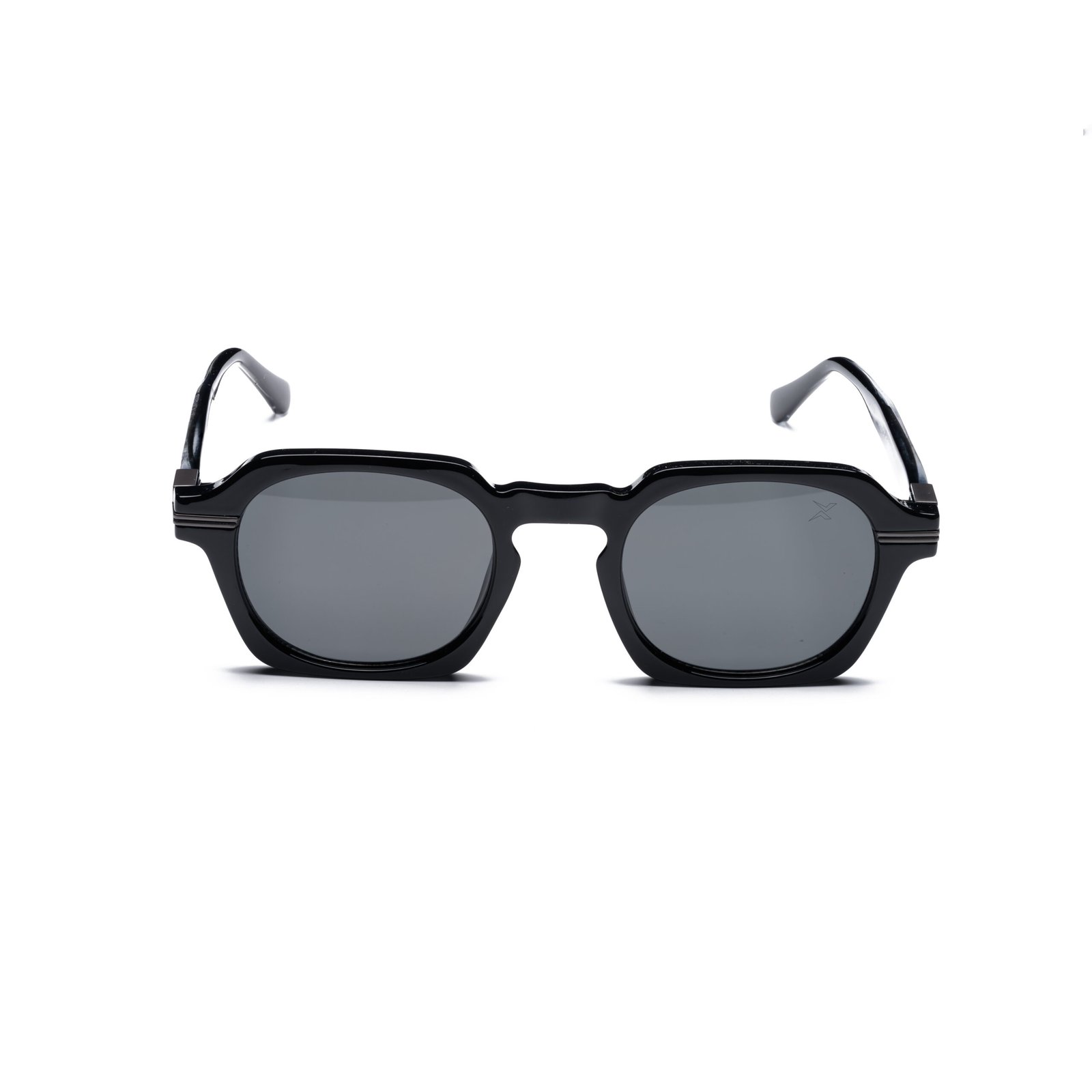 G Geometric Square Double Bridge Sunglasses – Model 10823 | C1 – Glossy Black
