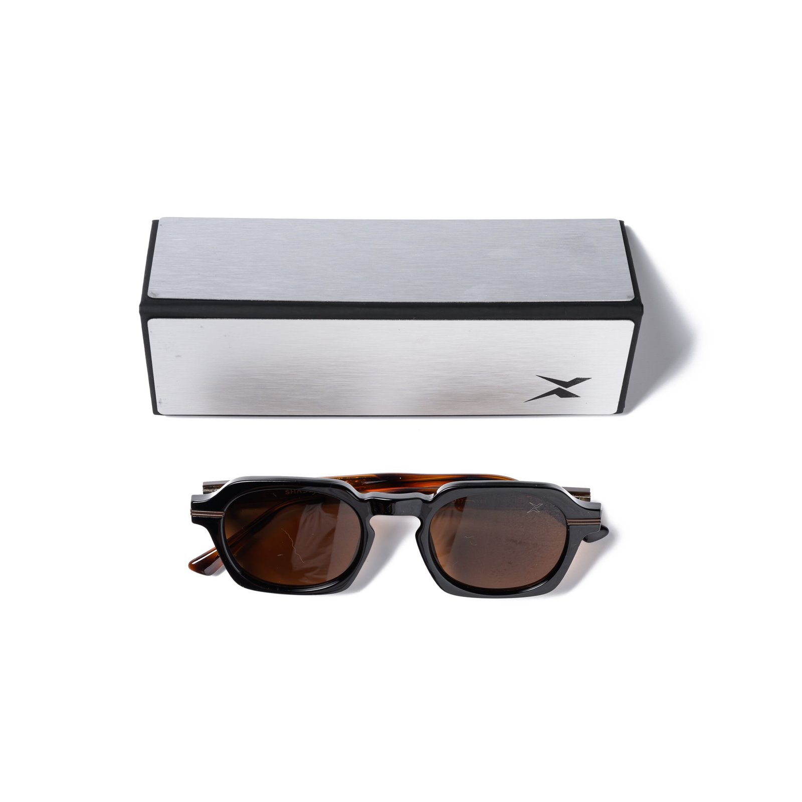 Geometric Square Double Bridge Sunglasses – Model 10823 | C3 – Glossy Black / Tortoise Brown - Image 6