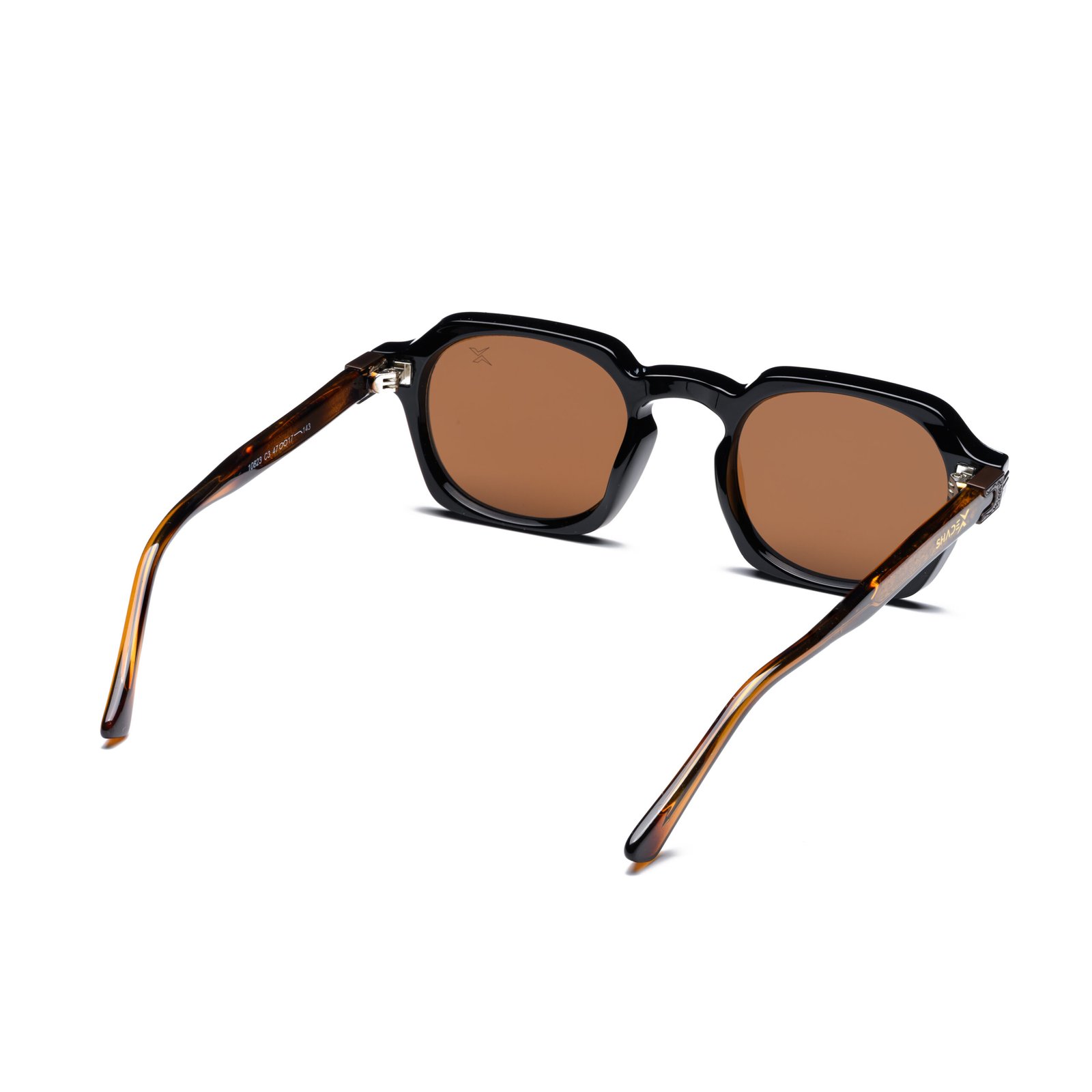Geometric Square Double Bridge Sunglasses – Model 10823 | C3 – Glossy Black / Tortoise Brown - Image 5