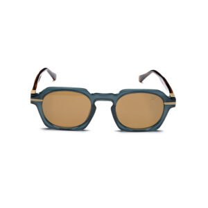 Geometric Square Double Bridge Sunglasses – Model 10823 | C7 – Slate Blue / Tortoise Brown
