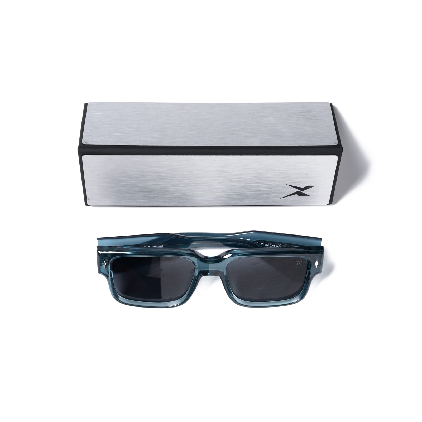 Bold Square Sunglasses – Model 9810 | C3 – Steel Blue / Smoke Grey - Image 6
